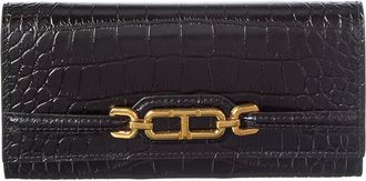Tom Ford Logo Croc-Embossed Leather Continental Wallet