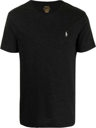 Polo Ralph Lauren Geborduurde T-shirt met korte mouwen en ronde hals - Heren - T-shirts - Zwart - S - Katoen - Tops