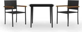 vidaXL Juego De Comedor De Jard&iacute;n 3 Piezas Negro Vidaxl