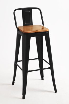 Regalos Miguel Regalos Miguel - Taburetes Altos - Taburete Torix Respaldo Madera Natural - Negro Mate