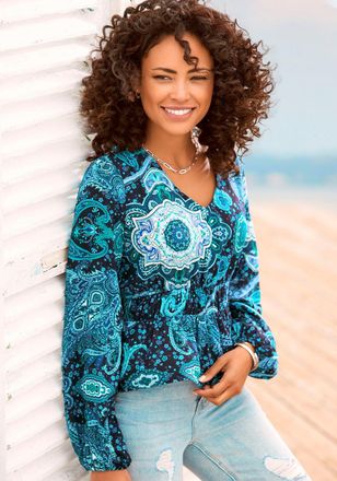 Lascana Womens Paisley Print Long Sleeve Blouse