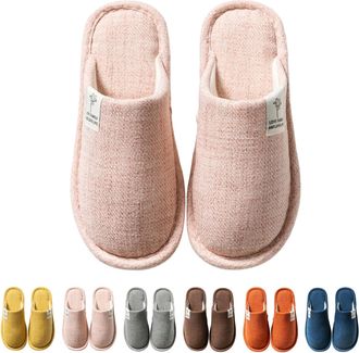 Generic Comfortable Slippers Womens Front Closed House Slippers Lightweight Breathable Slippers Memory Foam Flat Hut Shoes Soft Bedroom Slippers Indoor Non-Sl