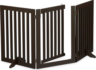 Relaxdays Relaxdays - Barrera Seguridad Perros Y Animales, Valla Protecci&oacute;n Mascotas, Puerta, 70x154cm, Plegable, 3 Paneles, Marr&oacute;n