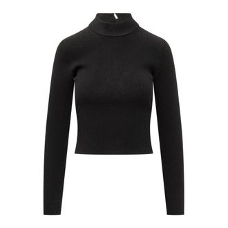 Michael Kors Turtlenecks, female, Black, XS, Ribbed Knit Mock-Neck Jumper