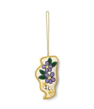 Matr Boomie Illinois State Blue Violet Beaded Fabric Ornament - Embroidered in Cream at Nordstrom