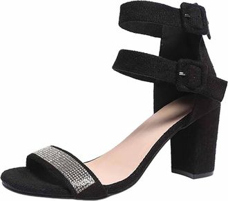 Generic Strappy High Heel Sandals Open Toe Dressy Casual Chunky Summer Shoes for Women Wedding For White Heels Black Evening Cute Comfortable