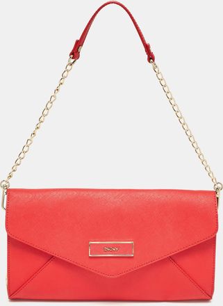 DKNY Dkny Red Leather Logo Flap Shoulder Bag