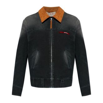 Marni Denim Jackets, male, Black, Size: XL Denim Jacket with Logo Patch