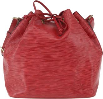 Louis Vuitton Petit Noe Monogram Canvas Red Leather Handbag (Pre-Owned)