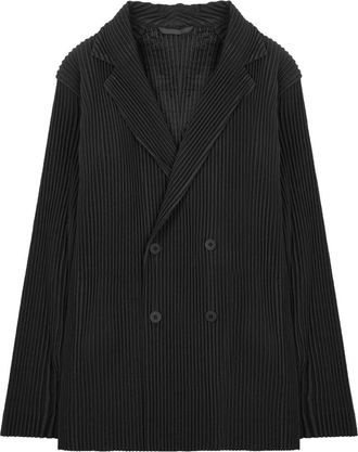 Homme Pliss&eacute; Issey Miyake Pleated Double-Breasted Jacket