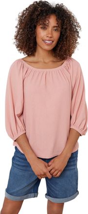 M&Co Womens Textured Puff Sleeve Bardot Top - Womens Pink