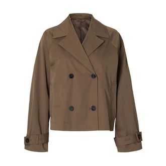 Selected Cilo Korte Trenchcoat - Dames - Mantels - Bruin - Maat: L Katoen