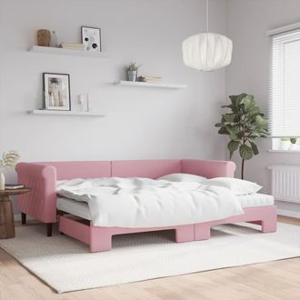 vidaXL Sof&aacute; Cama Nido Con Colch&oacute;n Terciopelo Rosa 90x200 Cm Vidaxl