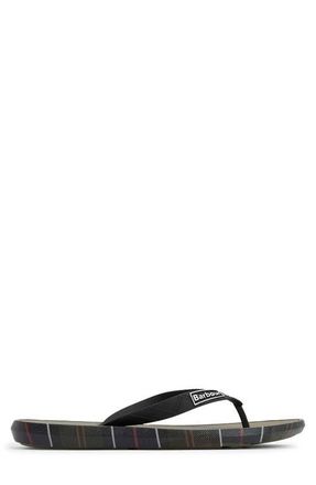 Barbour Oakdale Flip Flop in Olive/Classic Tartan at Nordstrom, Size 12