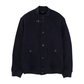 Fay Gebreide bomberjack met toggle sluiting - Heren - Bomber jackets - Blauw - L - Jassen