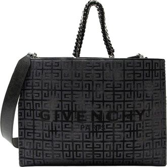 Givenchy Black Canvas 4G Embroidered Chain Medium G-Tote (Authentic Pre-Loved)