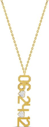 SHYMI Fancy Cubic Zirconia Heart Date Pendant Necklace in Gold at Nordstrom