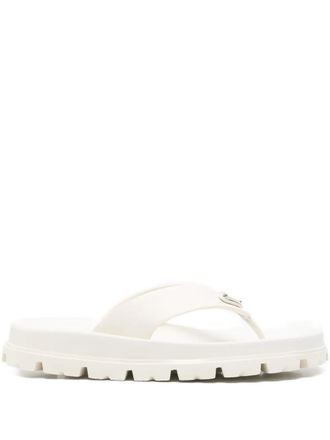 Prada logo-appliqu&eacute; flip-flops - White