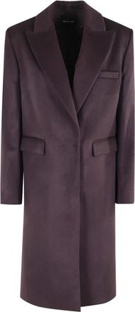 Federica Tosi Aubergine Kasjmier Overjas met Zakken - Dames - Mantel - Bruin - M - Kasjmier - Jassen