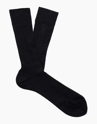 Tom Ford Mens COTTON RIBBED SOCKS - Black - Size: 9.5/13/12.5/12/11.5/11/9/16/15.5/15/14.5/14/13.5/10.5/10