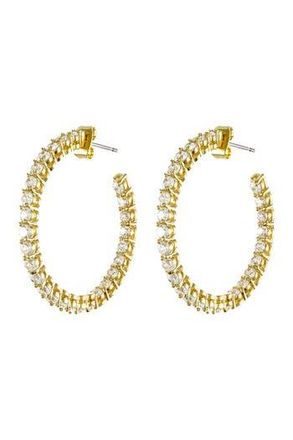 Kenneth Jay Lane Round CZ Inside-Out Hoop Earrings in Gold at Nordstrom Rack