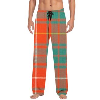 Generic Mens Colourful Check Pyjama Bottoms with Drawstring Waist, Soft Brushed Flannel Lounge Sleep Trousers for Men, Vibrant Tartan Pattern Cotton Pants, Co