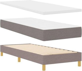 vidaXL Cama Con Somier Y Colch&oacute;n Crema 90x200 Cm Fabric Taup&eacute; Vidaxl