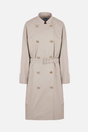 トレンチコート PRADA Women Trench Coats P658RSOOO14ZVF0276 Gray Short Beige Cotton Serge Trench Coat - Prada - Women | WE IN