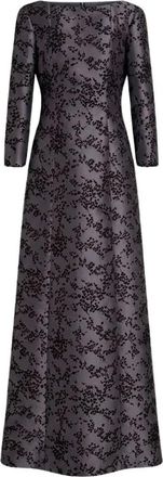 Alberta Ferretti Kleedjes, Dames, Veelkleurig, 2Xl, Polyester, Lange Jurk van Mikado met Bloemenprint