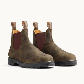 Blundstone 585 Boots Rustic Brown Leather Round Toe Ankle Chelsea HTAT704