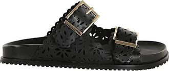 Twinset Laser gesneden leren slippers - Dames - Sandalen - Zwart - 36 EU - Schoenen