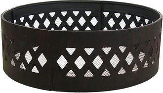 Sunnydaze 36in Wood Burning Fire Ring Steel w/ Crossweave Cut Out Design & Poker