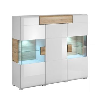 Petits Meubles Aparador 3 puertas 1 caj&oacute;n con led tableros de aglomerado laminados