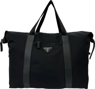 Prada Black Nylon Leather Boston Bag (Pre-Owned)