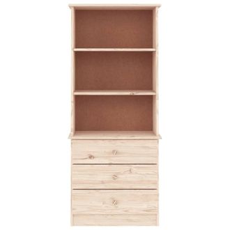 Berkfield Home Beautiful Bookcase with Drawers ALTA 60x35x142 cm Solid Wood Pine in Light Tan | Size: 60 x 35 x 142 cm