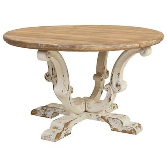 Wanderlust Deco Mesa de centro de madera acabado envejecido blanco 80x80x47h cm