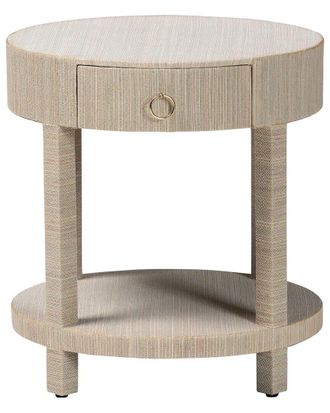 Baxton Studio Sadia Bohemian Woven Grasscloth 1-Drawer Nightstand