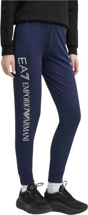 Emporio Armani Trainingsbroeken - Dames - Sweatpants - Blauw - M - Katoen - Broeken