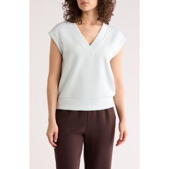 Zella Whisper V-Neck Short Sleeve Knit Top in Blue Flow at Nordstrom Rack, Size X-Small