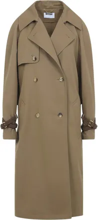 Moschino Brown Notched Lapel Trench Coat
