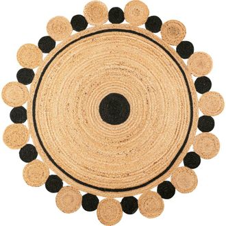 Jonathan Y Designs Aurora Two-Tone Jute Hippy Circle Medallion Round Area Rug in Black/natural at Nordstrom, Size 4Ft 0In X 4Ft 0In