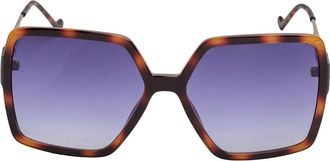 Liu Jo Oversize Geometrische Zonnebril - Dames - Zonnebrillen - Bruin - ONE Size - Leer - Accessoires