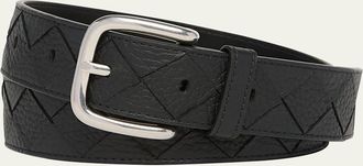 Bottega Veneta Mens Intrecciato Leather Belt