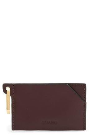 AllSaints Hex Leather Cardholder in Burnt Red at Nordstrom Rack