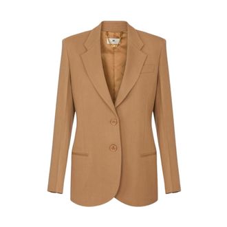 Elisabetta Franchi Giacca in gabardina fluida - Dames - Jassen - Beige - Maat: M Leer