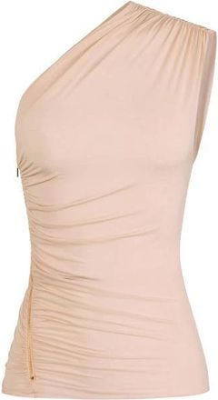 Elisabetta Franchi Gedrapeerde Top van Jersey met Rits - Dames - Tops zonder mouwen - Beige - L - Tops