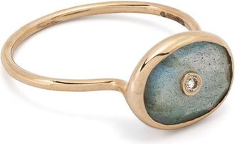 Pascale Monvoisin 9K Yellow Gold Orso Labradorite Ring - Womens - 9kt Yellow Gold/Grey Diamond