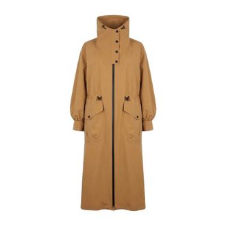 Herno Long Funnel-Neck Trench Coat - female - Herno - Trench Coats - Brown - M - Coats