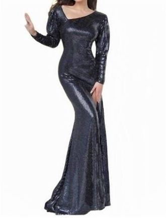 Jovani Long Sleeve Gown In Black