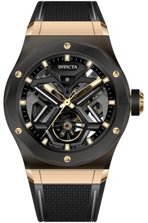Invicta Celestial 70110 Herenhorloge - Mechanisch Uurwerk - K9 Glas met Zwarte Wijzerplaat - 45 mm